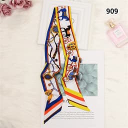 Retro Bag Scarf Women Luxury Small Silk Scarf 2021 Handbag Ribbon Brand Fashion Hair band Head Scarf Long Skinny Scarf Wholesale