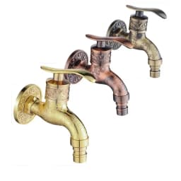 Anituqe Bronze Washing Machine Crane Decorative Outdoor Faucet , Vintage Garden Bibcock Tap Wall Mounted Mop  Brass WF
