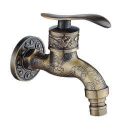 Anituqe Bronze Washing Machine Crane Decorative Outdoor Faucet , Vintage Garden Bibcock Tap Wall Mounted Mop  Brass WF