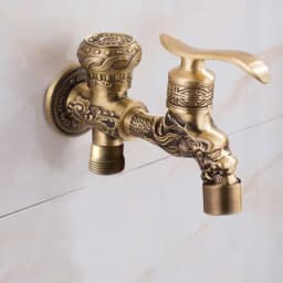Anituqe Bronze Washing Machine Crane Decorative Outdoor Faucet , Vintage Garden Bibcock Tap Wall Mounted Mop  Brass WF