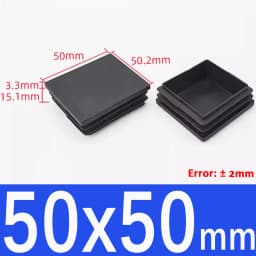 Rectangle/Square Black Plastic Blanking End Cap Pipe Inserts Plug Bung Steel Leg Stopfen 15x15mm to 100x100mm
