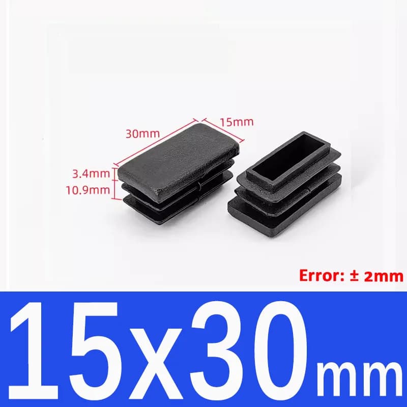 Rectangle/Square Black Plastic Blanking End Cap Pipe Inserts Plug Bung Steel Leg Stopfen 15x15mm to 100x100mm