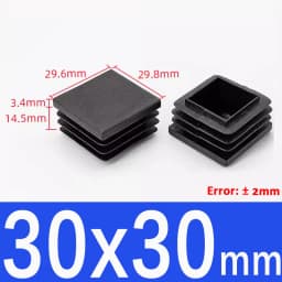 Rectangle/Square Black Plastic Blanking End Cap Pipe Inserts Plug Bung Steel Leg Stopfen 15x15mm to 100x100mm