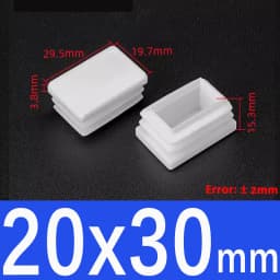 Rectangle/Square White Plastic Blanking End Cap Pipe Inserts Plug Bung Steel Leg Stopfen 15x15mm to 50x100mm