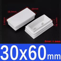 Rectangle/Square White Plastic Blanking End Cap Pipe Inserts Plug Bung Steel Leg Stopfen 15x15mm to 50x100mm