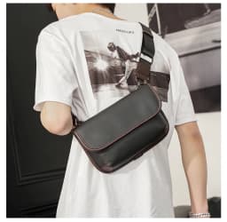 LEBSGE New Men Small Crossbody Square Bag Pu Leather Black Color Street Style Small Shoulder Bag Mobile Phone Bag Diagonal Bag
