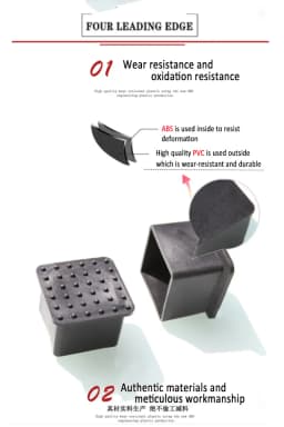 Rubber Chair Leg Caps Table Feet Furniture Tube End Cover Tips Non-slip Floor Protector Pads Pipe Plugs Black Square/Rectangle