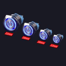 12/16/19/22mm Waterproof Metal Push Button Switch LED Light Momentary Latching Car Engine Power Switch 5V 12V 24V 220V Red Blue
