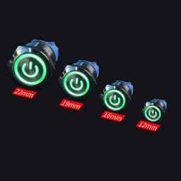 12/16/19/22mm Waterproof Metal Push Button Switch LED Light Momentary Latching Car Engine Power Switch 5V 12V 24V 220V Red Blue