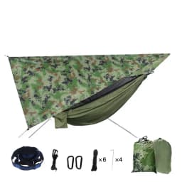 Portable Mosquito Net Nylon Camping Hammock with Waterproof Rain Fly Canopy Tarp  for Outdoor Hanging Bed Sleeping