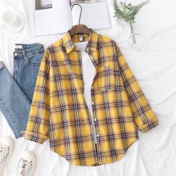 2023 New Fashion Loose Womens Plaid Shirt Fresh College Style Design Blouses And Tops Long Sleeve Casual Female Checked Clothes