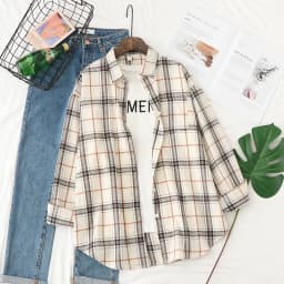 2023 New Fashion Loose Womens Plaid Shirt Fresh College Style Design Blouses And Tops Long Sleeve Casual Female Checked Clothes