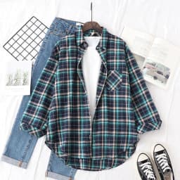 2023 New Fashion Loose Womens Plaid Shirt Fresh College Style Design Blouses And Tops Long Sleeve Casual Female Checked Clothes
