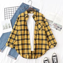 2023 New Fashion Loose Womens Plaid Shirt Fresh College Style Design Blouses And Tops Long Sleeve Casual Female Checked Clothes