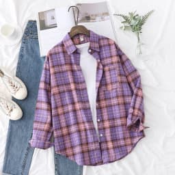 2023 New Fashion Loose Womens Plaid Shirt Fresh College Style Design Blouses And Tops Long Sleeve Casual Female Checked Clothes