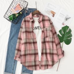 2023 New Fashion Loose Womens Plaid Shirt Fresh College Style Design Blouses And Tops Long Sleeve Casual Female Checked Clothes