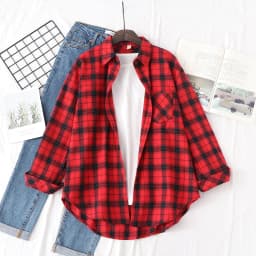 2023 New Fashion Loose Womens Plaid Shirt Fresh College Style Design Blouses And Tops Long Sleeve Casual Female Checked Clothes
