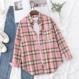 2023 New Fashion Loose Womens Plaid Shirt Fresh College Style Design Blouses And Tops Long Sleeve Casual Female Checked Clothes