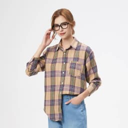 2023 New Fashion Loose Womens Plaid Shirt Fresh College Style Design Blouses And Tops Long Sleeve Casual Female Checked Clothes