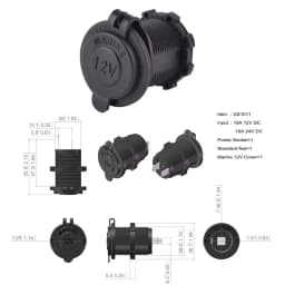 10 Pcs Cigarette Lighter Socket 12V Motorcycle Car Auto Boat Tractor Power Waterproof Outlet Socket Receptacle Plug Black