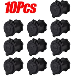 10 Pcs Cigarette Lighter Socket 12V Motorcycle Car Auto Boat Tractor Power Waterproof Outlet Socket Receptacle Plug Black
