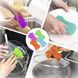 1Pcs  Kitchen Silicone Sponge Dish Washing Scrubber Household Cleaning Sponge Kitchen Gadgets Brush Accessories For Dishes