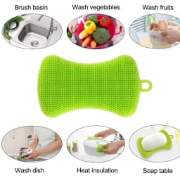 1Pcs  Kitchen Silicone Sponge Dish Washing Scrubber Household Cleaning Sponge Kitchen Gadgets Brush Accessories For Dishes
