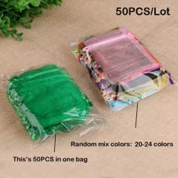 50/100pcs/lot Organza Gift Bag For Jewelry 24 Colors Drawstring Pouches For Wedding Christmas Candy Gift Bags Jewelry Packing