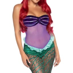 Anime Sexy Mermaid Ariel Princess Costumes Adult Women Halloween Mermaid Masquerade Uniforms Dress Up Fancy Sequins Ruffle Dress