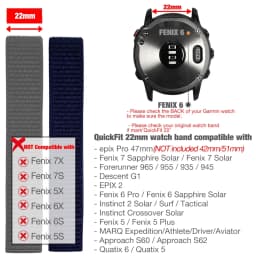 26mm 22mm Hook and Loop Quick Dry Watch Band for Garmin Fenix 7X / 6X / Fenix 5 /Fenix 6 / Instinct / EPIX 2/ Enduro Wrist Strap