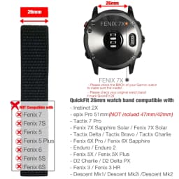 26mm 22mm Hook and Loop Quick Dry Watch Band for Garmin Fenix 7X / 6X / Fenix 5 /Fenix 6 / Instinct / EPIX 2/ Enduro Wrist Strap