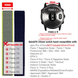 26mm 22mm Hook and Loop Quick Dry Watch Band for Garmin Fenix 7X / 6X / Fenix 5 /Fenix 6 / Instinct / EPIX 2/ Enduro Wrist Strap