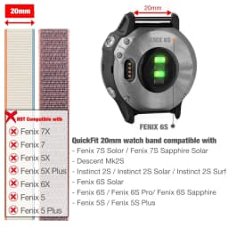 26mm 22mm Hook and Loop Quick Dry Watch Band for Garmin Fenix 7X / 6X / Fenix 5 /Fenix 6 / Instinct / EPIX 2/ Enduro Wrist Strap