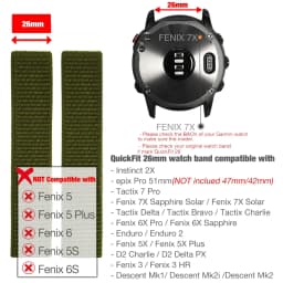 26mm 22mm Hook and Loop Quick Dry Watch Band for Garmin Fenix 7X / 6X / Fenix 5 /Fenix 6 / Instinct / EPIX 2/ Enduro Wrist Strap