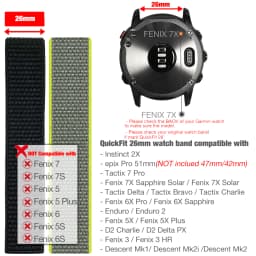 26mm 22mm Hook and Loop Quick Dry Watch Band for Garmin Fenix 7X / 6X / Fenix 5 /Fenix 6 / Instinct / EPIX 2/ Enduro Wrist Strap
