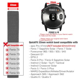 26mm 22mm Hook and Loop Quick Dry Watch Band for Garmin Fenix 7X / 6X / Fenix 5 /Fenix 6 / Instinct / EPIX 2/ Enduro Wrist Strap
