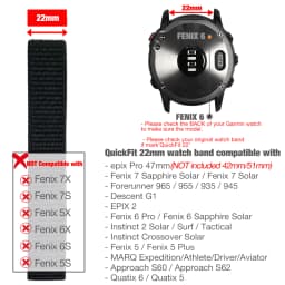 26mm 22mm Hook and Loop Quick Dry Watch Band for Garmin Fenix 7X / 6X / Fenix 5 /Fenix 6 / Instinct / EPIX 2/ Enduro Wrist Strap