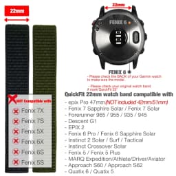 26mm 22mm Hook and Loop Quick Dry Watch Band for Garmin Fenix 7X / 6X / Fenix 5 /Fenix 6 / Instinct / EPIX 2/ Enduro Wrist Strap