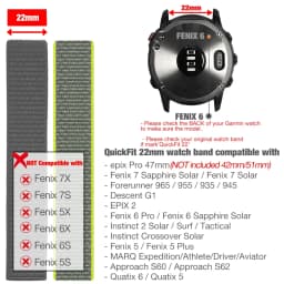 26mm 22mm Hook and Loop Quick Dry Watch Band for Garmin Fenix 7X / 6X / Fenix 5 /Fenix 6 / Instinct / EPIX 2/ Enduro Wrist Strap