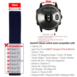 26mm 22mm Hook and Loop Quick Dry Watch Band for Garmin Fenix 7X / 6X / Fenix 5 /Fenix 6 / Instinct / EPIX 2/ Enduro Wrist Strap