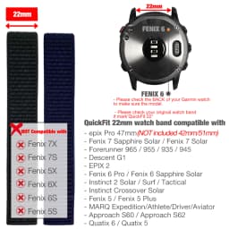 26mm 22mm Hook and Loop Quick Dry Watch Band for Garmin Fenix 7X / 6X / Fenix 5 /Fenix 6 / Instinct / EPIX 2/ Enduro Wrist Strap