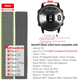 26mm 22mm Hook and Loop Quick Dry Watch Band for Garmin Fenix 7X / 6X / Fenix 5 /Fenix 6 / Instinct / EPIX 2/ Enduro Wrist Strap