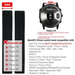 26mm 22mm Hook and Loop Quick Dry Watch Band for Garmin Fenix 7X / 6X / Fenix 5 /Fenix 6 / Instinct / EPIX 2/ Enduro Wrist Strap