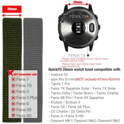 26mm 22mm Hook and Loop Quick Dry Watch Band for Garmin Fenix 7X / 6X / Fenix 5 /Fenix 6 / Instinct / EPIX 2/ Enduro Wrist Strap