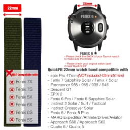 26mm 22mm Hook and Loop Quick Dry Watch Band for Garmin Fenix 7X / 6X / Fenix 5 /Fenix 6 / Instinct / EPIX 2/ Enduro Wrist Strap