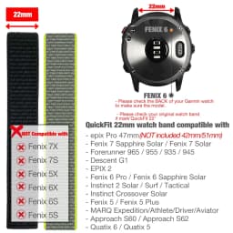 26mm 22mm Hook and Loop Quick Dry Watch Band for Garmin Fenix 7X / 6X / Fenix 5 /Fenix 6 / Instinct / EPIX 2/ Enduro Wrist Strap