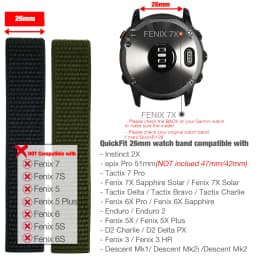 26mm 22mm Hook and Loop Quick Dry Watch Band for Garmin Fenix 7X / 6X / Fenix 5 /Fenix 6 / Instinct / EPIX 2/ Enduro Wrist Strap