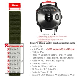 26mm 22mm Hook and Loop Quick Dry Watch Band for Garmin Fenix 7X / 6X / Fenix 5 /Fenix 6 / Instinct / EPIX 2/ Enduro Wrist Strap