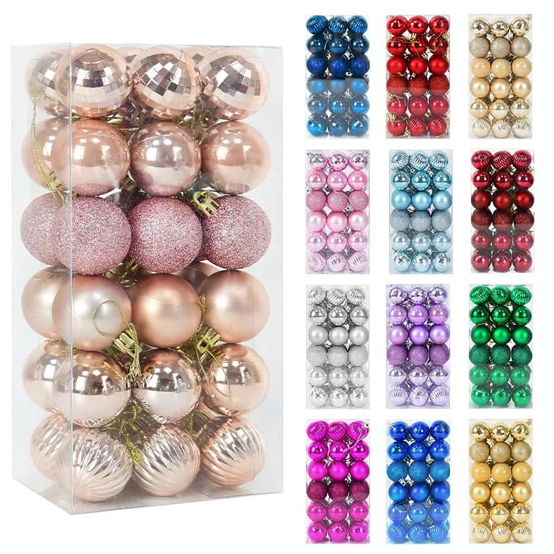 1box Christmas Balls Christmas Tree Ornaments Ball Xmas Hanging Tree Pendants Home Party Decor 2026 New Year Gift Noel Navidad