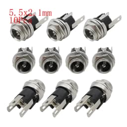 10Pcs DC Connectors 5.5x2.1mm 3.5x1.3mm DC Power Plug Male Female Jack Socket Nut Panel Mount DC Power Adapter Connector 5.5*2.1